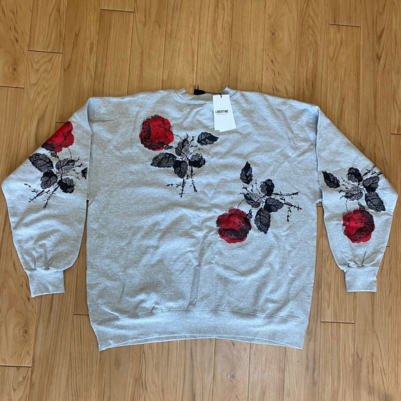 Men's Libertine Sweatshirt Size Unspecified Gray with Rose Print - Picture 2 of 7